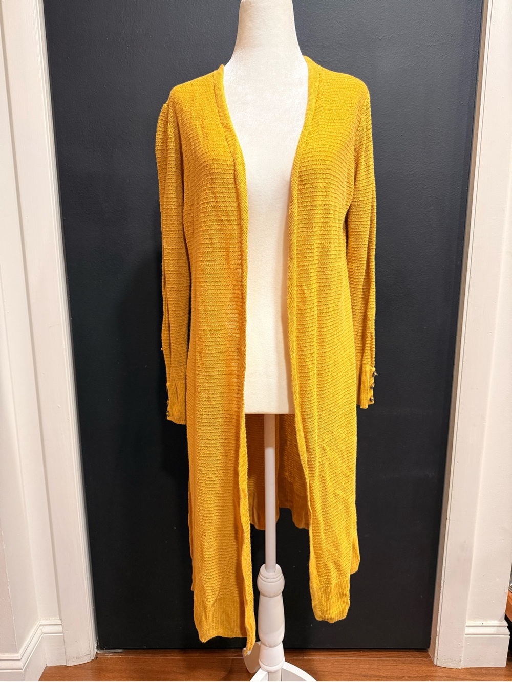 Rachel Zoe Mustard Yellow Long Open-Front Cardigan